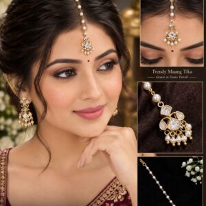 Rajsi Kundan Pearl Maangtika